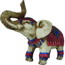 Escultura Elefante Com Manto Colorido 461 24X19X9Cm