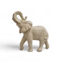 Escultura Elefante Decorativo em Gesso Premium Cor Palha 24cm VÁRIAS VARIEDADES
