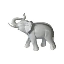 Escultura Elefante Decorativo em Resina Branco estilo Mármore - 22x28cm - Escultura de Luxo com Design Clássico Requintado - Obra de Arte Decorativa Ú