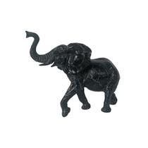 Escultura Elefante Decorativo em Resina Preto estilo Mármore - 17x21cm - Escultura de Luxo com Design Clássico Requintado - Obra de Arte Decorativa Ún