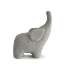 Escultura elefante em ceramica médio cinza