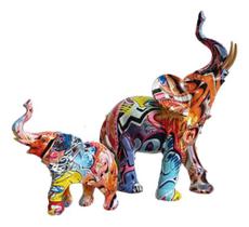 Escultura Elefante Estatua Decoração Sala Moderna Colorida - H2