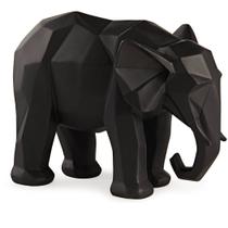 Escultura elefante geometrico em poliresina preto