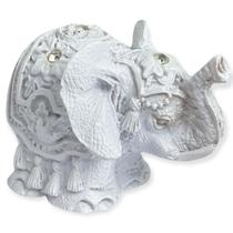 Escultura elefante indiano branco em resina 6 cm - Lua Mística - 100% Original - Loja Oficial