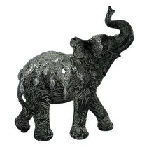 Escultura Elefante Preto Decorativo - 19x18x7cm - Escultura de Luxo com Design Clássico Requintado - Obra de Arte Decorativa Única!