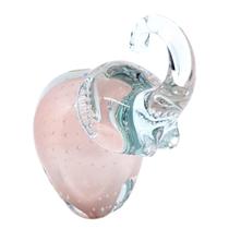 Escultura em Cristal Murano Elefante Jade Rosa 18x18x18cm