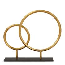Escultura em metal dupla de aros dourado mart