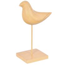 Escultura em poliresina Pássaro amadeirado Grillo 13x29