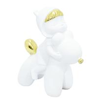 Escultura em Resina Branca Menina Com Urso Escultura em Resina Branca Menina Com Urso