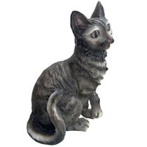 Escultura em Resina Estatueta Decorativa Forma de Gato Sentado Realista