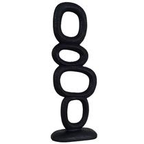 Escultura em resina padrão geométrico empilhado preto Grillo 15x7x40 Escultura em resina padrão geométrico empilhado preto Grillo 15x7x40