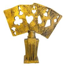 Escultura em Resina Troféu Baralho Poker Pequeno Prêmio de Jogos