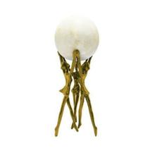 Escultura Enfeite Base Medieval Dourado c Bola Cristal Luxo