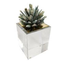 Escultura Enfeite Coral Escuro Cristal Maior Base luxo