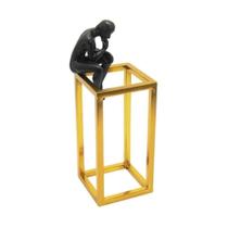 Escultura Enfeite Cubo Retangular Menor Homem Sentado Luxo