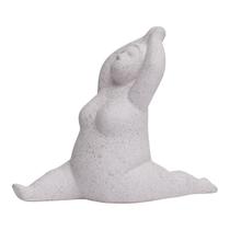 Escultura Enfeite Decorativo Mulher Em Cerâmica Off White Design Rústico
