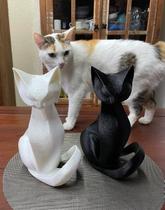 Escultura Enfeite Gato Gatinho Elegante Decorativo Plástico 25cm Adorno Enfeite Quarto Sala Rack