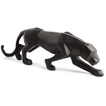 Escultura Enfeite Leopardo Pantera Negra Estátua Decoração Casa 61cm - Mart