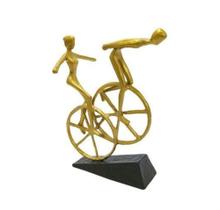 Escultura Enfeite Manobra Bicicleta Dourado Luxo
