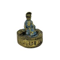 Escultura Erê Menino Dourado e Azul Vintage Resina 5 cm