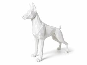 Escultura Estátua Cachorro Sofisticado Estilosa Dobermann Cor:Branco