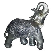 Escultura Estátua Elefante 15x14x8cm Prata Com Cristais Resina Importada SALDÃO.