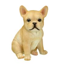 Escultura Estátua Estatueta Enfeite Decorativo Cachorro Buldogue Bege Pet Dog Casa Sala Quarto Escritório Mesa