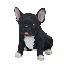 Escultura Estátua Estatueta Enfeite Decorativo Cachorro Buldogue Preto Branco Pet Dog Casa Sala Quarto Escritório Mesa