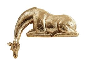 Escultura Estatua Girafa Em Alto Relevo Dourada Gold Decorativa Decoração Estante Prateleira