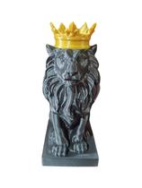 Escultura Estátua Leão Coroa Decoração Animal Escultura Estátua Leão Coroa Decoração Animal