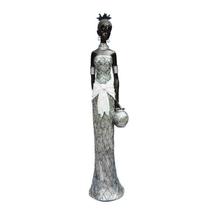 Escultura estátua mulher africana 88cm resina importada saldão.