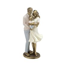 Escultura Estatueta Estátua Família Casal Com Filho Menino No Colo Decorativa Resina Casa Sala Quarto Escritório Mesa Rack Estante Decoração Presente