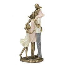 Escultura Estatueta Estátua Família Casal Duas Filhas Meninas Irmãs Decorativa Casa Sala Quarto Escritório Mesa Rack Estante Presente Decoração Resina