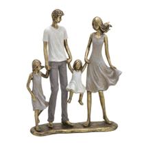 Escultura Estatueta Estátua Família Casal E Duas Filhas Meninas Resina Decorativa 257-660 - Espressione