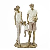 Escultura Estatueta Estátua Família Casal E Filho Menino Bola De Futebol Resina Decorativa 257-699