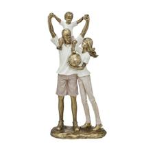 Escultura Estatueta Estátua Família Casal E Filho Menino Criança Bola De Futebol Enfeite Resina Decorativa 257-702