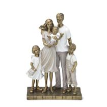 Escultura Estatueta Estátua Família Casal E Três Filhos Menino Menina Decorativa Resina 257-711