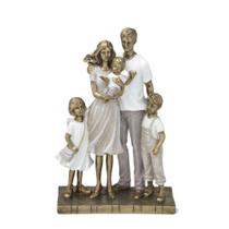 Escultura Estatueta Estátua Família Casal E Três Filhos Menino Menina Decorativa Resina 257-711 - ne - Espressione