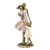 Escultura Estatueta Estátua Família Mãe Casal De Filhos Menina Menino Irmãos Decorativa Resina Casa Sala Quarto Escritório Mesa Rack Estante Enfeite