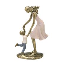 Escultura Estatueta Estátua Mãe Solo Filho Menino Criança Decorativa Enfeite Resina Casa Sala Quarto Escritório Mesa Rack Estante Consultório Criado