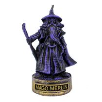 Escultura Estatueta Mago Merlin Bruxo 8cm em Resina