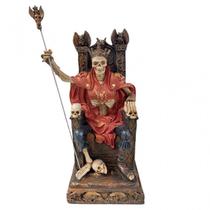 Escultura Exu Caveira no trono preto e vermelha 35 cm em resina