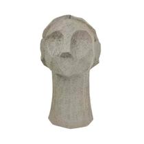 Escultura Face Cinza Decorativa 23X12X14Cm Minimalista G