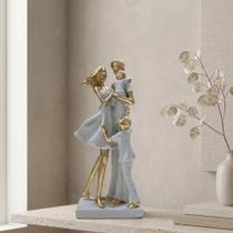 Escultura Família Casal 2 Filhos Meninos Granito Dourado Estátua Decorativa 26cm VÁRIAS VARIEDADES Escultura Família Casal 2 Filhos Meninos Granito Dourado Estátua Decorativa 26cm VÁRIAS VARIEDADES