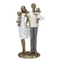 Escultura Família Casal com casal de Filhos 25cm Resina Escultura Família Casal com casal de Filhos 25cm Resina