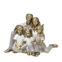Escultura Familia Casal Com Filha e Dois Filhos Em Resina - Espressione
