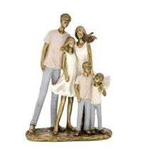 Escultura FamÌlia Casal com Menina e dois Meninos Gold 257-787 Escultura FamÌlia Casal com Menina e dois Meninos Gold 257-787