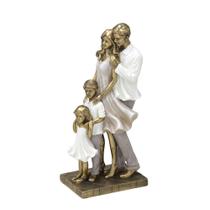 Escultura FamÌlia Casal com Menino e Menina Gold