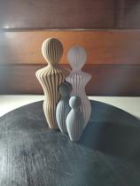 Escultura Família com Filhos Impressão 3D de Alta Qualidade Decoração Contemporânea 2 filhos