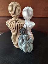 Escultura Família com Filhos Impressão 3D de Alta Qualidade Decoração Contemporânea 3 filhos